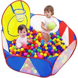 Eocolz Kids Ball Pit Large Pop Up Childrens Ball Pits Tent for Toddlers Playhouse Baby Crawl Playpen with Basketballâ¦ instock